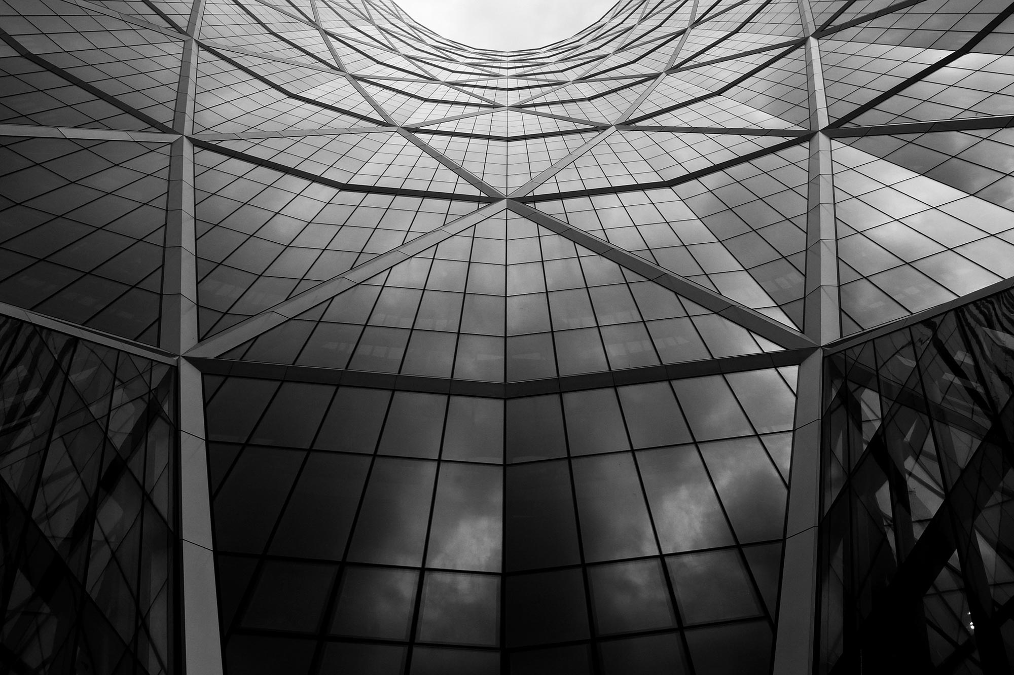 Black and white city building